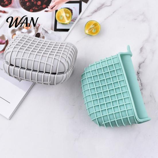 Baking Gloves 2Pcs Silicone Oven Mitts Heat Resistant Thick Grid Pattern Non-Slip for Microwave Kitchen Accessory Temperature Clip