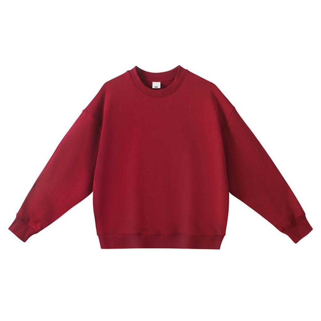 Men's And Women's Casual Solid-color High-weight Off-the-shoulder Pullover, Men's Loose Round-neck Long-sleeved Sweatshirt