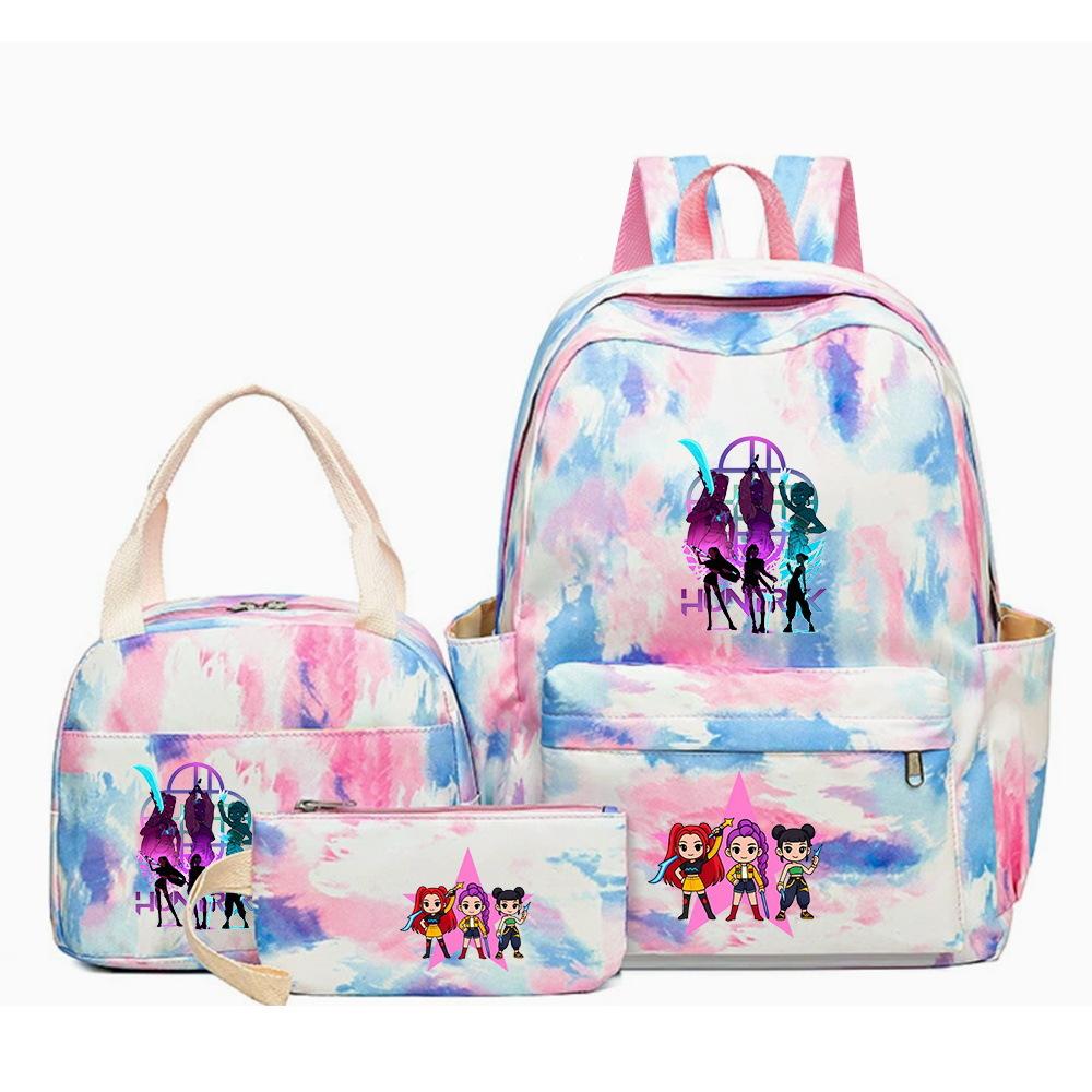 KPOP Oxford Cloth 3 Piece Set School Backpack with Lunch Bag and Pencil Case for Kids
