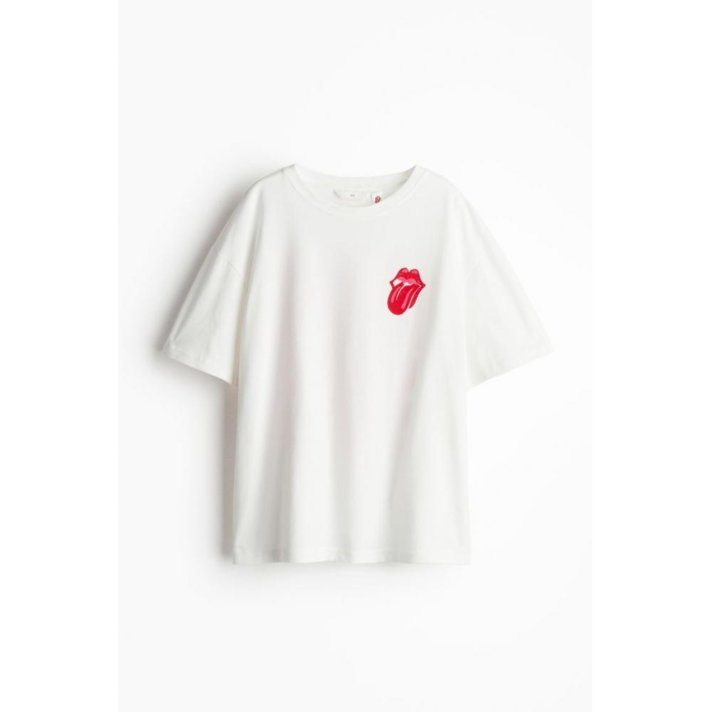 

Футболка HM Oversized с принтом, белая The Rolling Stones