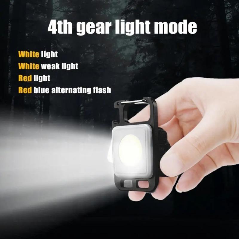 6pcs 4 Modes Mini LED Flashlight Work Light Rechargeable Glare COB Keychain Light Portable Flashlight Outdoor Camping Small Light