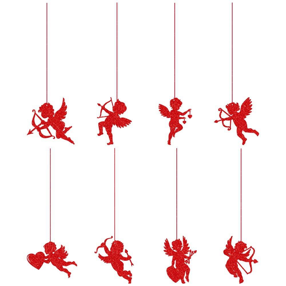 

8/16PCS Valentines Day Cupid Pendant Decorations 8 Styles Heart Cupid Embellishments for Wedding Anniversary Party Supplies