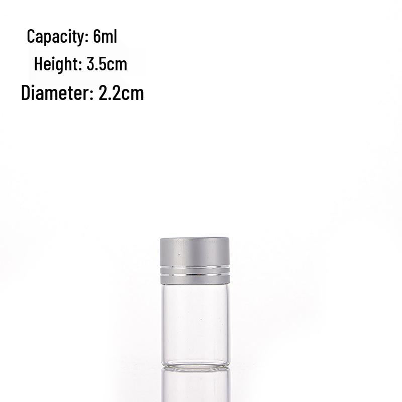 Cordyceps Chinese Medicine Storage Bottle - High Borosilicate Glass with Silver Aluminum Cap, 22mm Diameter, Threaded, Empty for Dispensing