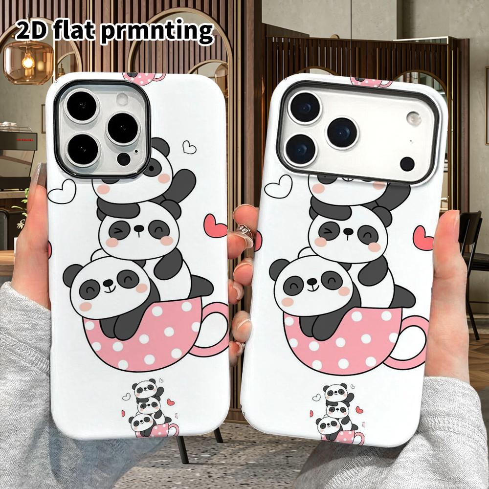 Phone Case: 2D Flat Design Suitable for iPhone 18 17 16 15 14 13 Pro Film Protective Case, Couple Style, Pink Polka Dot Teacup, Christmas and Hallowee