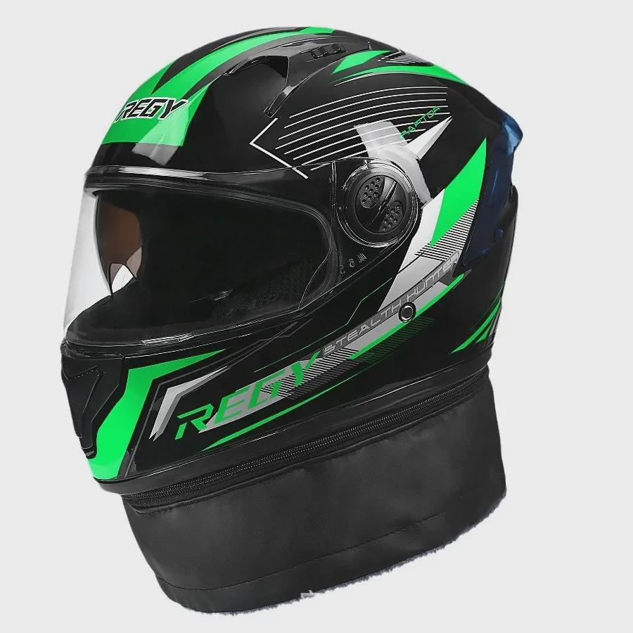 Electric Motorcycle Helmet with Dual Visors for All Seasons - Men's and Women's Winter Warm Full Helmet