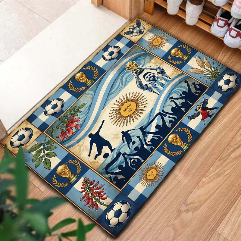 World Cup Football Pattern Square Carpet,Area Rug,Carpet Rug for Living Room Bedroom Sofa Playroom Decor,Non-slip Floor Mat,Holiday Birthday Gifts