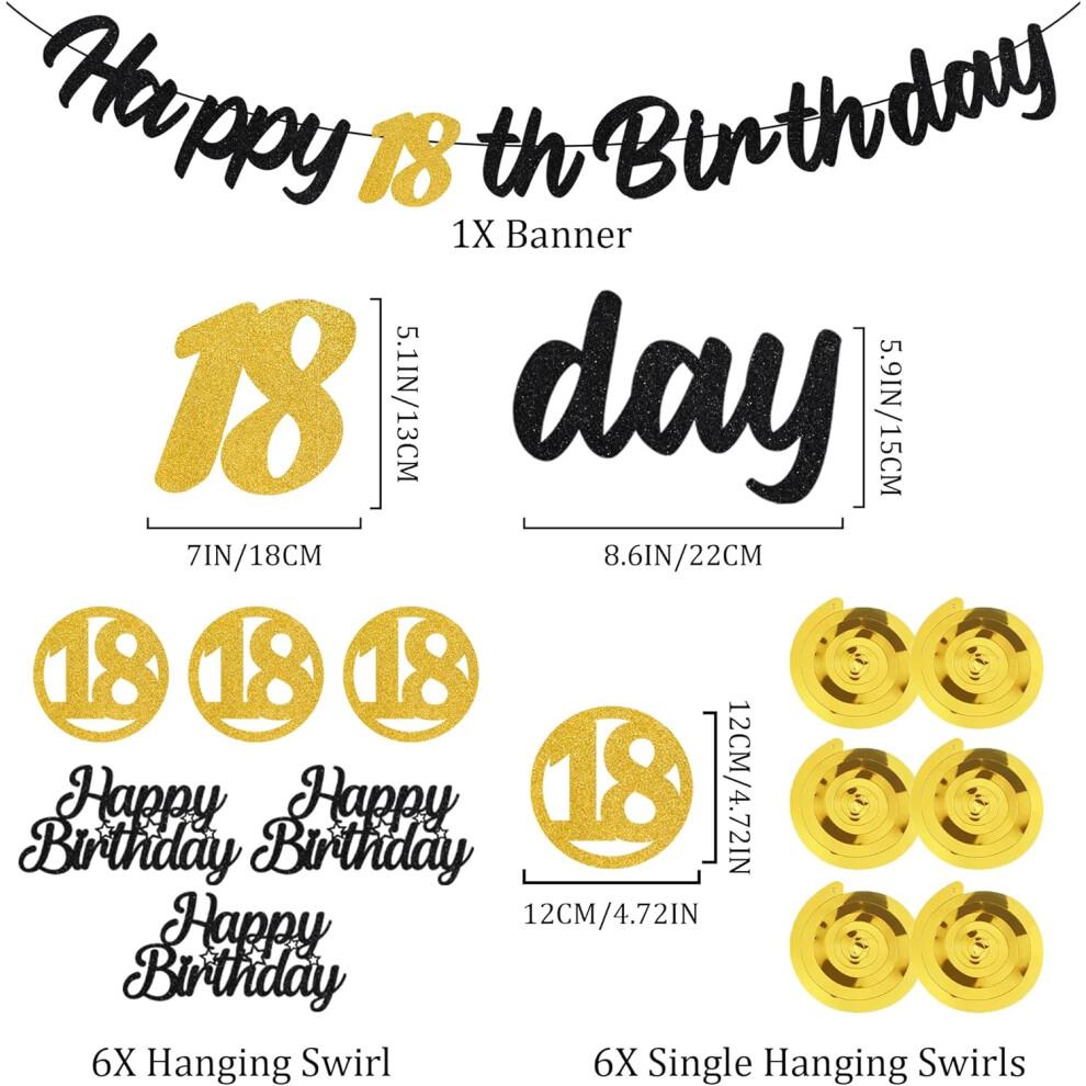 40th Birthday Decorations Set Black and Gold Balloons Banner Garland