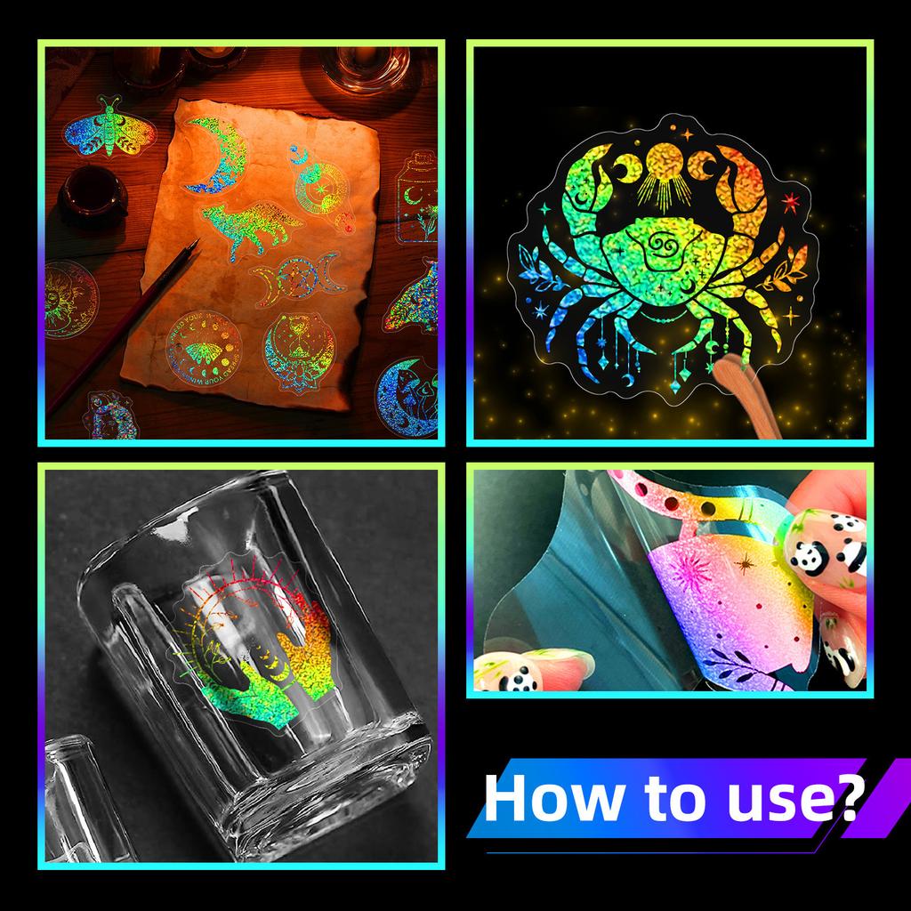 100 Laser Stickers Magic World Respect for Bikers Motorcycle Holographic Stickers