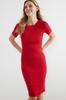 Women's Style Dress Black Crew Neck Ribbed Stretchy Knitted Midi Pencil Dress
