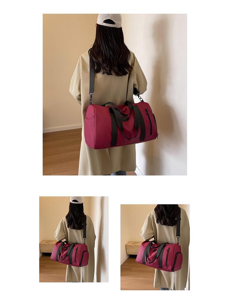 Unisex Large Capacity Duffel Bag with Shoe Compartment - Waterproof, Simple Solid Color Travel & Gym Bag