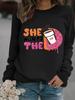 European & American Women's Casual Autumn/Winter Long-Sleeve Round Neck SHE Print Pullover Hoodie