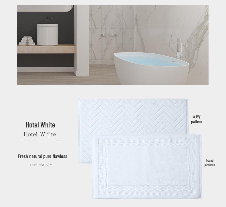 All-Cotton Thickened Non-Slip White Floor Towel for Five-Star Hotels & Homestays