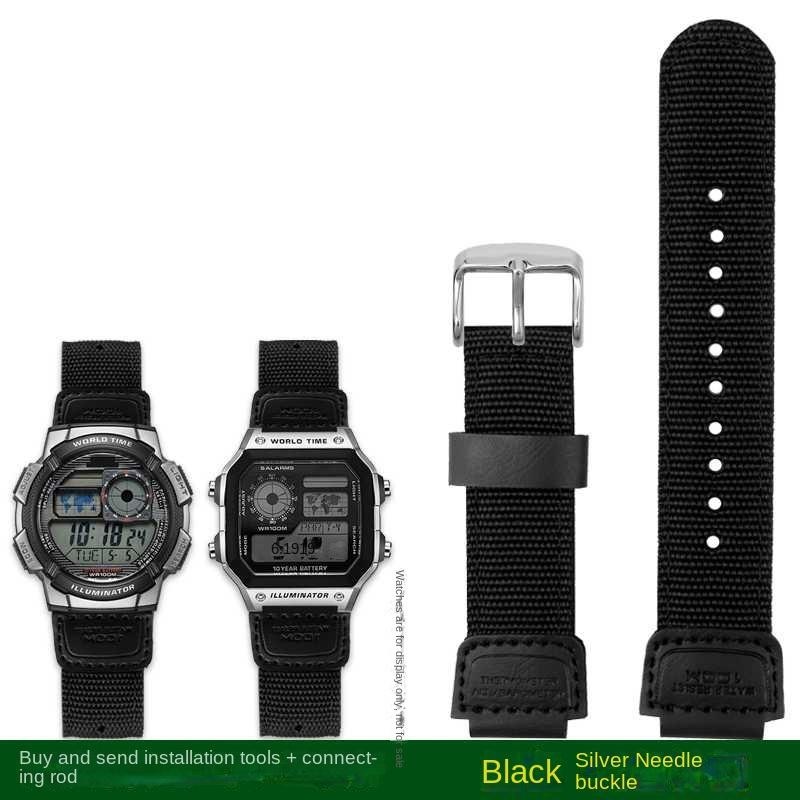 18mm Hochwertiges Weiches Dünnes Nylon Rindsleder Armband Geeignet für Casio AQ-S810W SGW-300 AE1200 w218h Stahlring Herren Armband