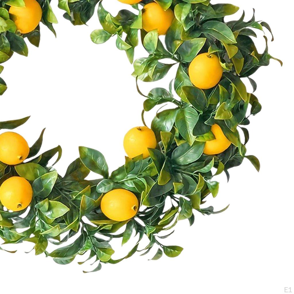 Lemon Artificial Wreath Front Door Rustic Realistic Wall Hanging Ornament Spring Summer