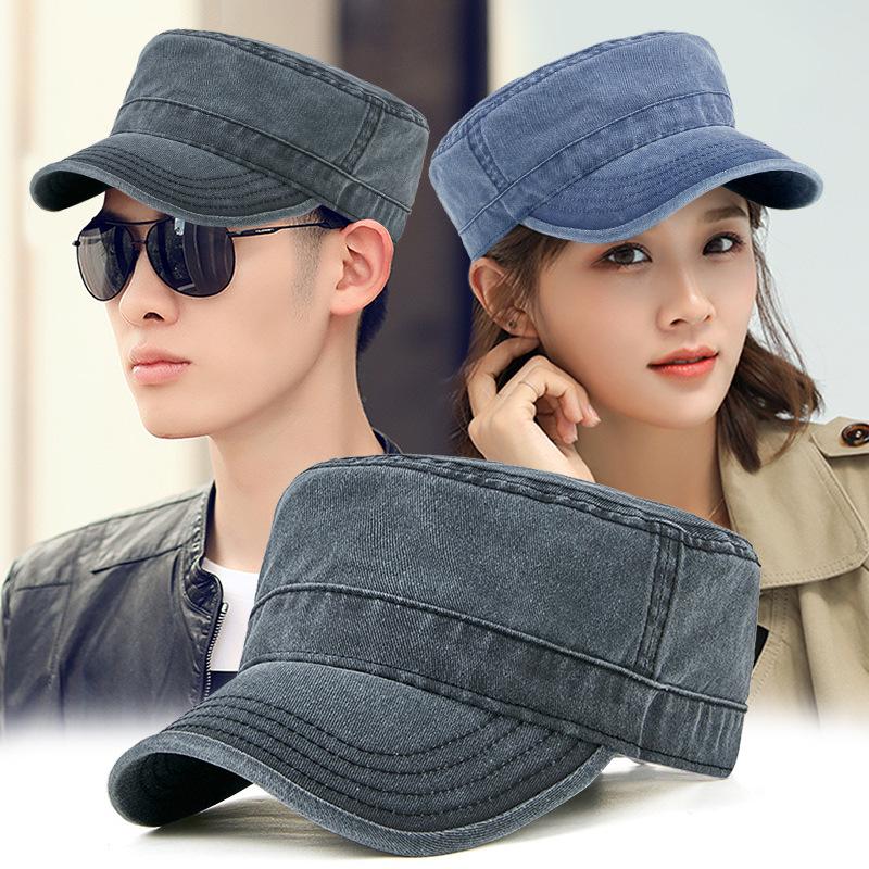 Grand chapeau plat vintage en coton délavé pour homme – Casquette pare-soleil douce et profonde pour l'extérieur XL (59-62cm)