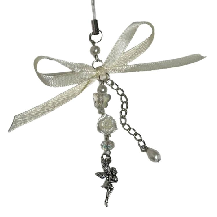 Blumen Engel Anhänger Schlüsselanhänger Süße Schleife Handy Anhänger Handyband Lanyard Perle