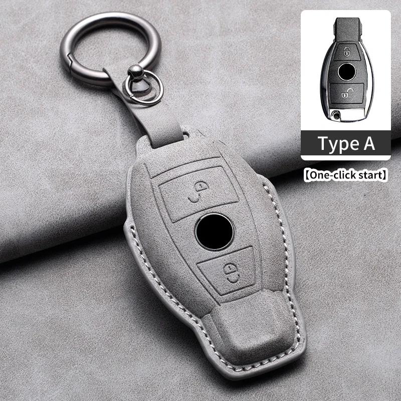 Car Key Cover for Mercedes Benz A C E S G Class GLC CLE CLA W177 W205 W213 W222 X167 AMG Leather Car Key Protective Cover
