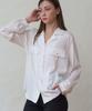 PLUNASTUDIO Gold Button City Blouse White