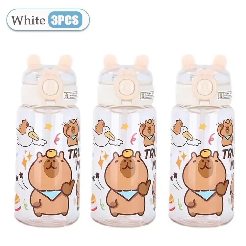 1-10PCS Capybara Cartoon 550ml Portable Large-capacity Water Bottle Sports Straw Cups Student Plastic Water Cups Water Bottle