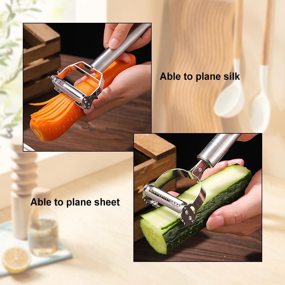 2 in 1 Stainless Steel Vegetable Peeler for Carrot Potato Melon Fruit Vegetable Cutter Fruit Slicer Kitchen Gadget Paring knife