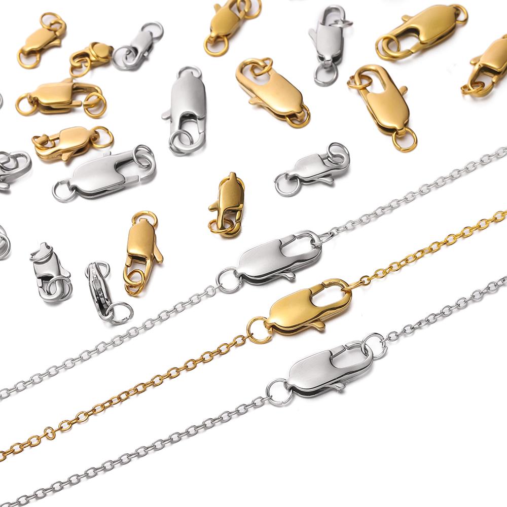 5 Sets Stainless Steel Lobster Clasp with Jump Rings for Bracelet Necklace DIY Jewelry Making Accessories Supplies