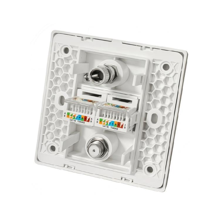 Multimedia Outlet Panel For Various Connectors TV9.5 RJ45 CAT6/CAT5E F-Type Faceplate for Ethernet/TV Coaxial Cable