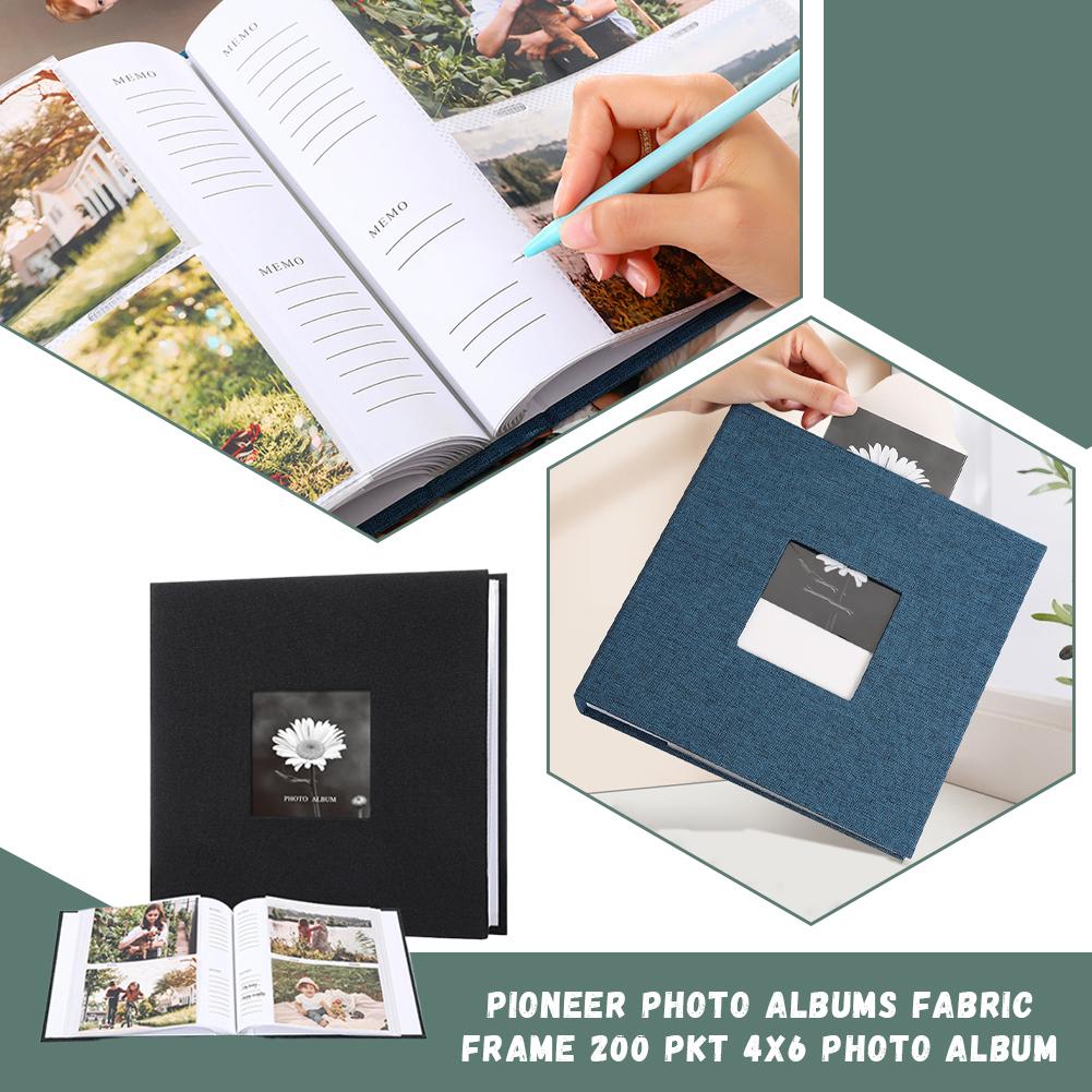 Álbum de Fotos com Capa de Tecido Elegante e Estilosa, Colagem sem Descoloração com Moldura, Capacidade para 200 Fotos de 6 polegadas