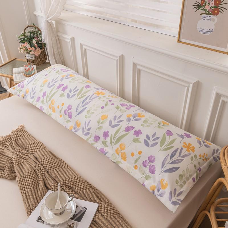 Washable Cotton Long Pillowcase 48x150cm - Single Piece Cover for Double Pillow Core