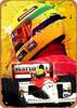 Letrero Metálico Fanzi Aspecto Vintage Póster Alternativo Fórmula 1 Leyenda Ayrton Senna F8"X12" Placa de Estaño Decoración de Pared
