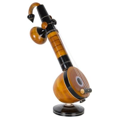 Eco Friendly Eucalyptus Wooden Veena Home Decor Showpiece (9 Cm X 9 Cm X 27 Cm, Brown)