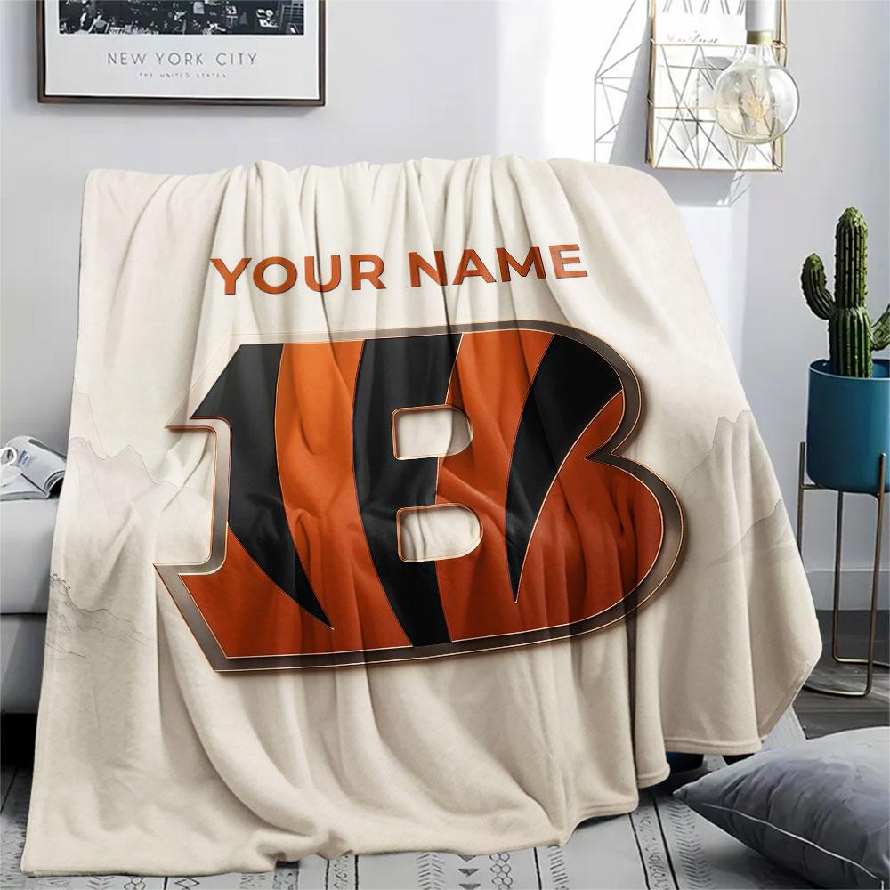 Custom Name,Cincinnati Bengals, Printed Flannel Blanket, Soft Throw for Bedroom Sofa, Washable, Christmas Present, Great Gift.