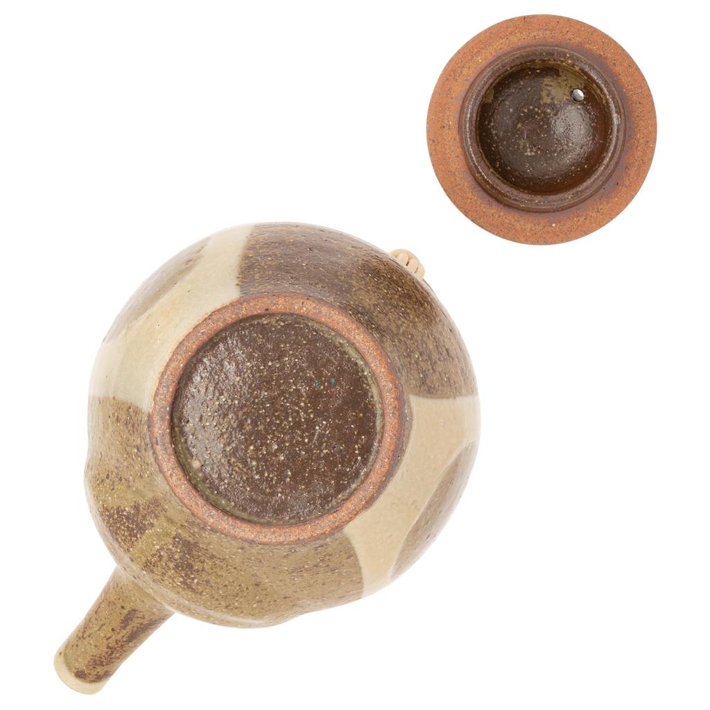 Marui Seito Shigaraki Ware Hechimon Teapot, 800ml Capacity, Gray Circle Pattern, Brown, MR-3-4508