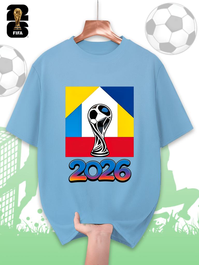 FIFA World Cup Men's Printed Short-sleeved T-shirt, a Fashionable and Trendy Summer Top, Comfortable and Well-fitting