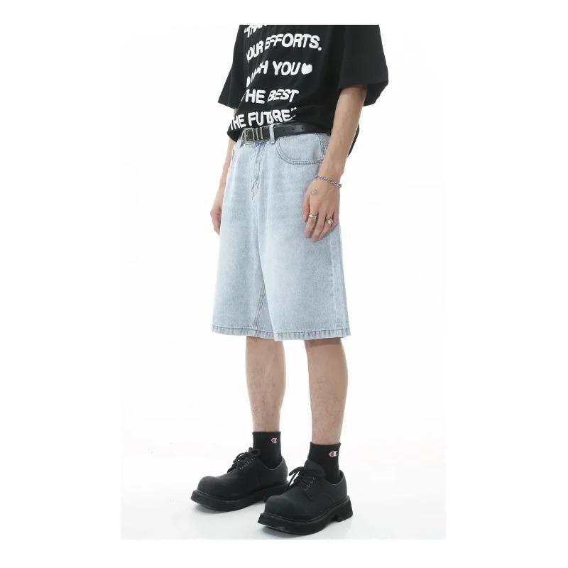 Vintage Pánské Džíny High Streets Široké Kalhoty Pánské Letní Baggy Džíny Džínové Šortky Streetwear Délka Ke Kolenům Krátké