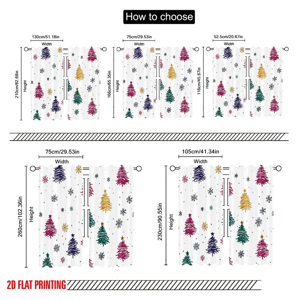 2pcs,2D Plane Printing Contemporary Curtains Christmas Tree Snowflake (2) Polyester Woven (without Rod) Festive for Bedroom,