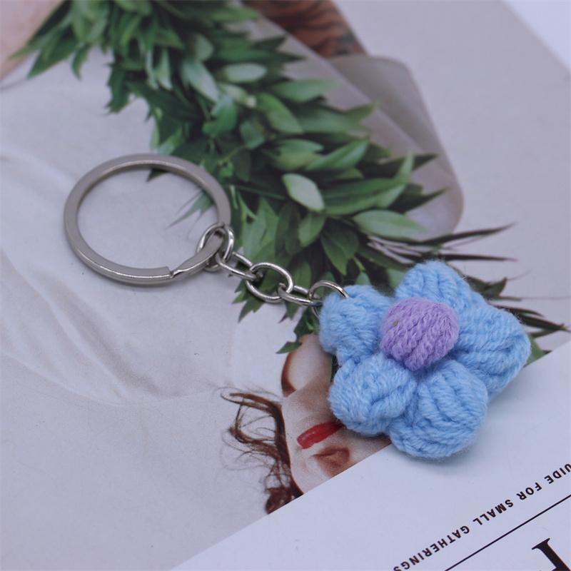 Creative Handmade Knitted Sunflower Keychain Keyring For Women Girl Cute Crocheted Flower Pendant Car Key Ring Handbag Gifts New