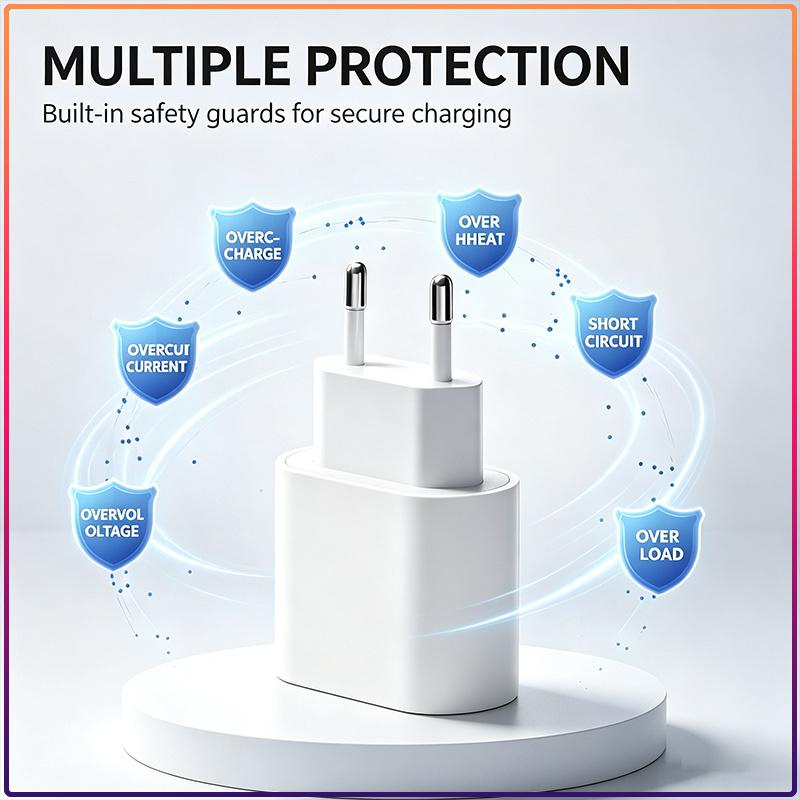Original Portable 20W USB-C PD Fast Charging Charger EU Plug Type C Wall Power Adapter For iPhone 8 To 17 iPad AirPods