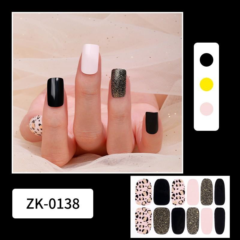 12-finger White No-Bake Nail Decal Fully Coated with Waterproof Long-lasting Nail Patch Simple Wind Nail Polish Adhesive