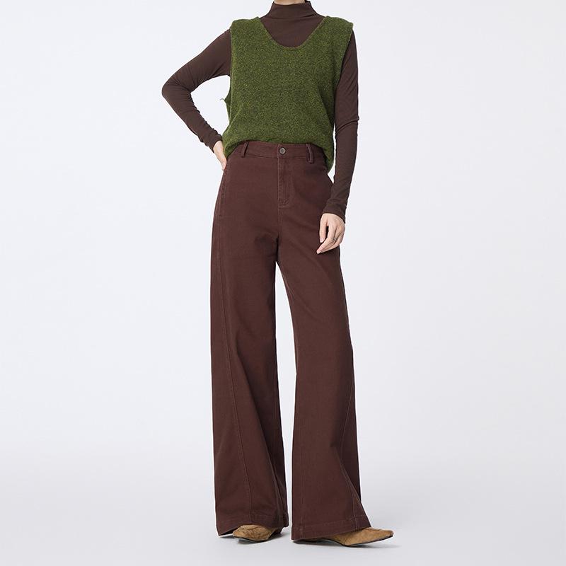 Commuter style high waist wide leg jeans women's autumn loose casual straight-leg pants versatile trousers Zhengzhou women's trousers