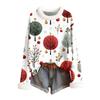Women's Fashionable Christmas Printed Wool Collar Sweater Casual Long Sleeved Knitted Pullover Top