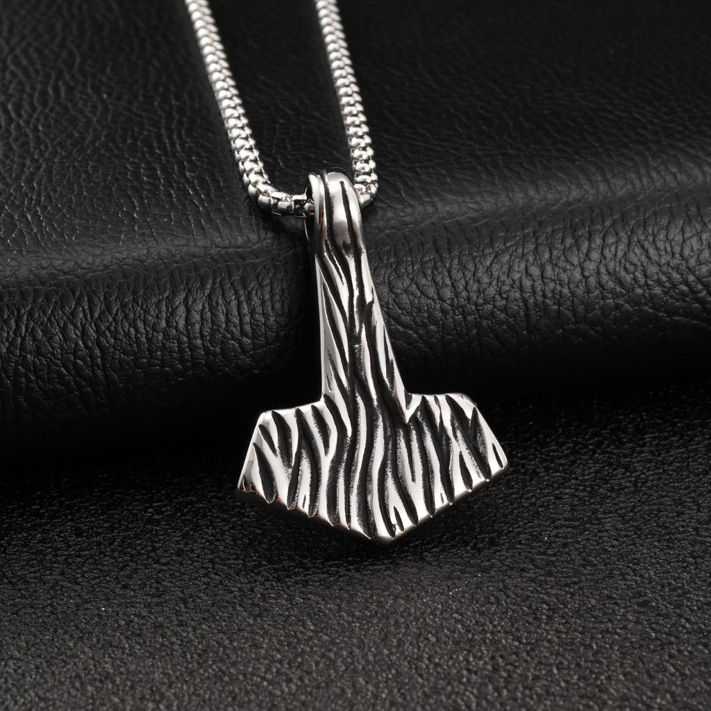 Vnox Edelstahl Thors Hammer Anhänger Halskette mit Kasten Kette, Wikinger Mjolnir Amulett Schmuck für Männer Frauen, Punk Hip Hop Geschenk
