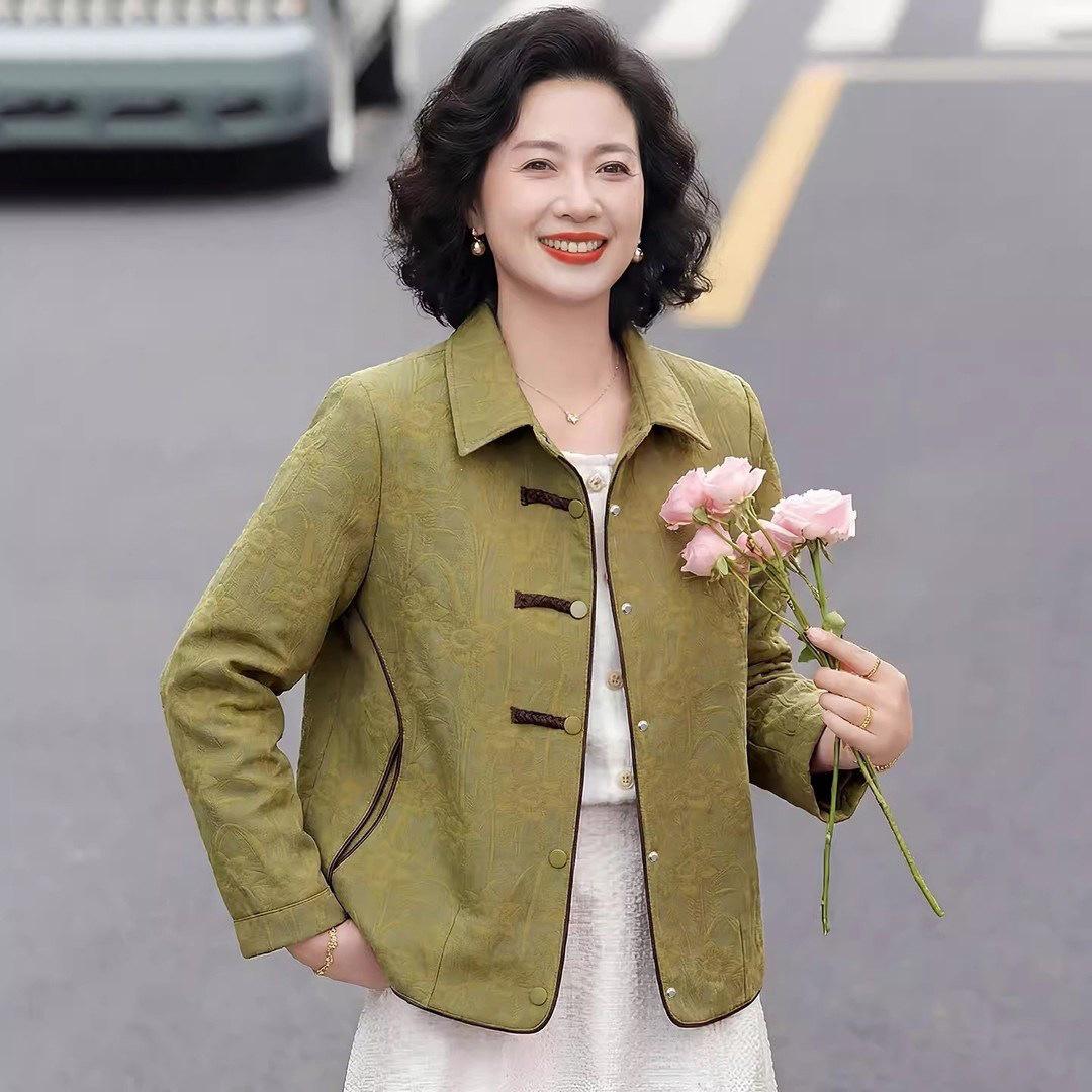 Elegant Chinese Style Spring Jacket for Middle-Aged & Elderly Women - 2026 Collection 3XL [140-155 lbs]