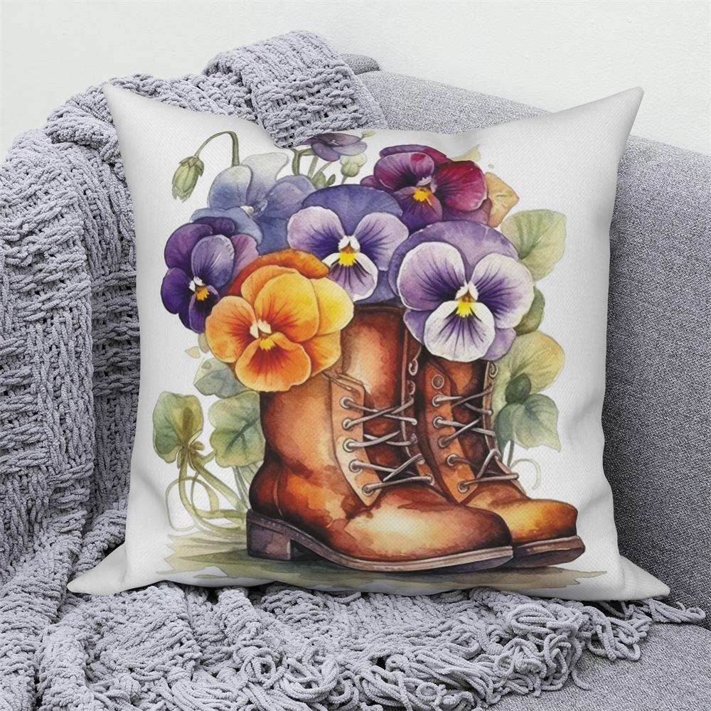 Květinový potisk Dekorativní povlak na polštářek na pohovku auto obývací pokoj Květina Rostlina Polštář