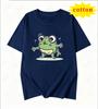 American Cartoon Tattered Frog Print Tshirt With Quirky Emotional Style Casual Short Sleeved Summer Top