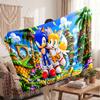 Coperta di Flanella Personalizzata Sonic, Testo Nome Stampato su Misura, Coperta Calda Morbida per Divano Letto