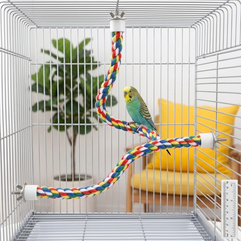 Colorful Bird Perch for Cage Cotton Rope Parrot Swing Parrot Stand Bird Cage Accessories