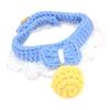 Knitting Cat Collar with Bell Bow Tie Decoration Kitten Bib Accessory Cute Pet Neck Wrap for Small Cats and Dogs Blue S