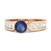 Blue Sapphire Round Solitaire Statement Ring - 925 Sterling Silver Rose Gold Vermeil