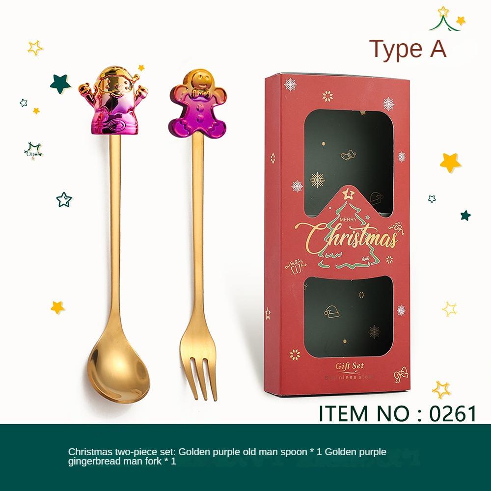 HANYANG Tableware Stainless Steel Small Spoon Golden Dessert Spoon Fruit Fork