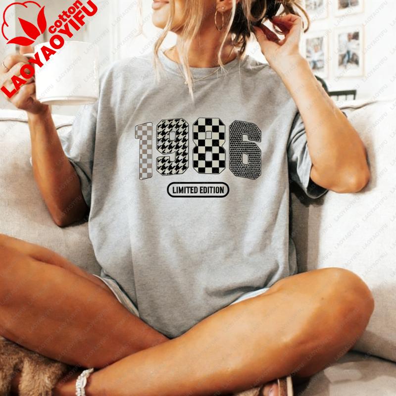 40. Geburtstag Geschenk für Sie 1986 Limitierte Auflage T-Shirt Vierzigster Unisex Vintage Klassisch Mode Streetwear Rundhals Kurzarm